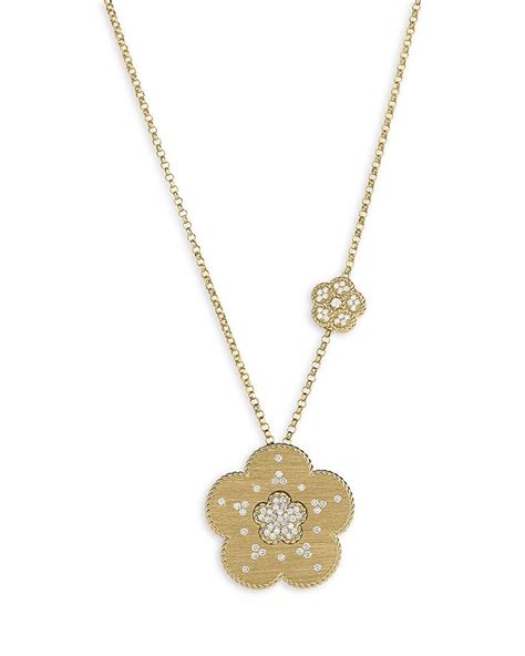 Roberto Coin 18k Yellow Gold Daisy Diamond Large And Small Flower Pendant