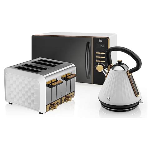 Buy Swan Gatsby 800W Microwave 1 7L Pyramid Kettle And 4 Slice Toaster