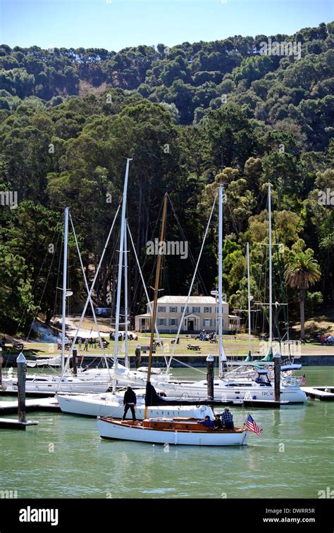 Sailboats Docks In Ayala Cove At Angel Island State Park Stock Photo