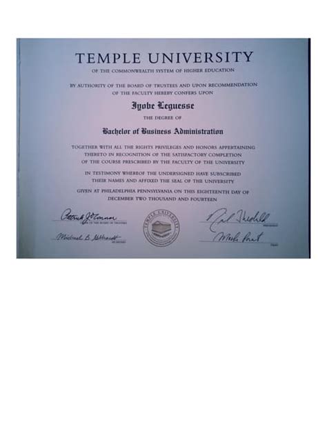 Temple University Degree Pdf