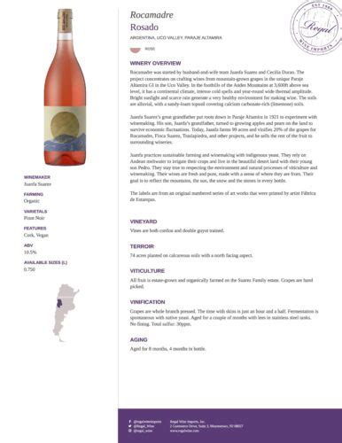 Rocamadre Rose Regal Wine Imports