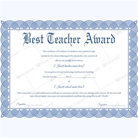 Best Teacher Award 09 Word Layouts Awards Certification Appreciation Week