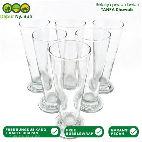 Jual 6 Pcs Gelas Kaca Tinggi DUBLIN Gelas Minuman Gelas Jus