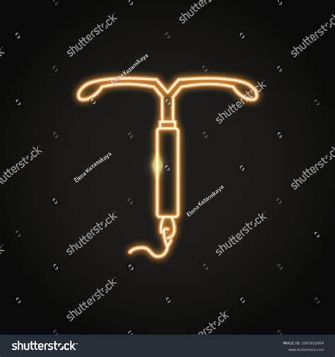 Neon Intrauterine Device Icon Line Style Stock Vector Royalty Free