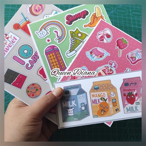 Jual 4 Lembar Stiker Label Sticker Hp Laptop Sticker Hiasan No Cutting Aethetic Unik Murah