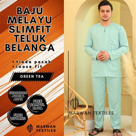 Baju Melayu Moden Teluk Belanga Warna Green Tea Shopee Malaysia