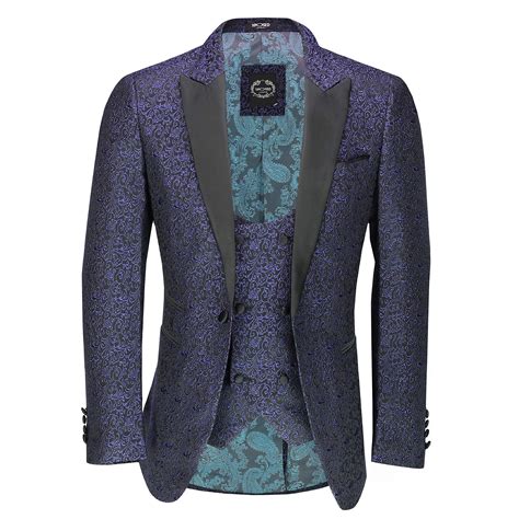 Buy Brian Mens Floral Jacquard Print Tuxedo Jacket Smart Tailored Fit