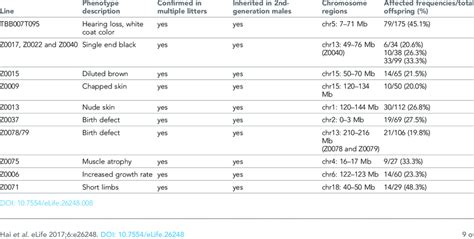 Mapping Of Enu Induced Mutations Download Table