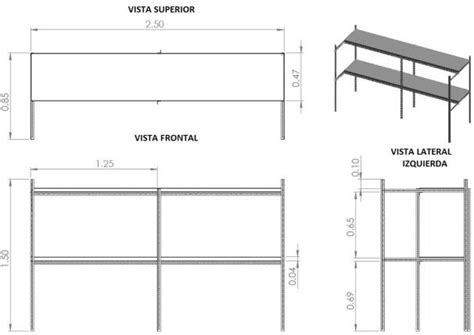 Vista Superior Frontal Lateral Izquierda Y Modelo 3D De La Estructura