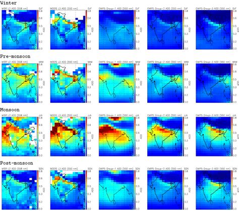 Seasonal Variation Of Aod For 20002005 Derived From Misr Modis And