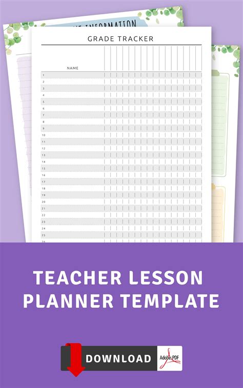 Teacher Lesson Planner Printable S Oldvictheatre