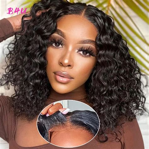 Onda Profunda Peruca Curta Bob Glueless Lace Front Perucas Pr Cut Gua