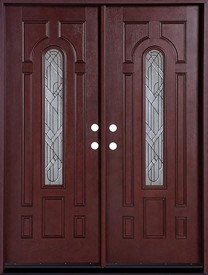 Bgw Doors Exterior Fiberglass Door With Arched Glass Pre Hung Pre Finished Double Entry Door