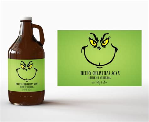 "A customizable Grinch Holiday Growler Label. ♥ Easy peel and stick ...