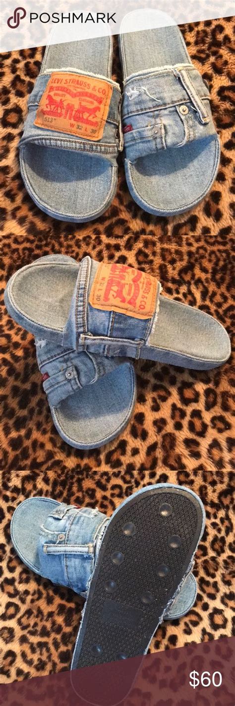 Levis Custom Handmade Denim Slides💕 Denim Slides Levi Denim