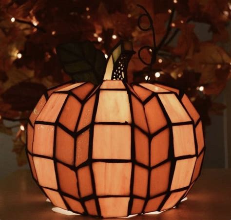 Stained Glass Pumpkin Lamp Glass Pumpkins Stained Glass Table Lamps