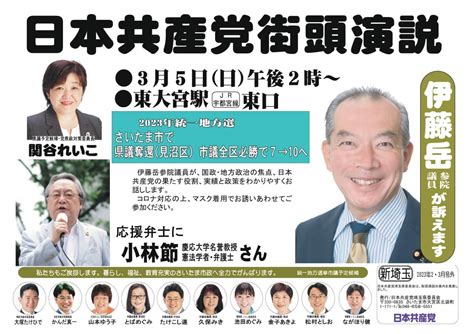 35日14時〜・東大宮駅東口・日本共産党街頭演説 街頭演説 関谷れいこの見えるcafe