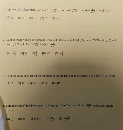 Solved 1 Suppose F Is Differentiable At X 1 If F 1 1 And