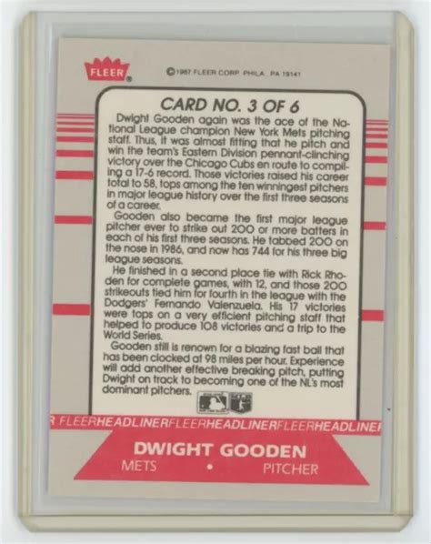 1987 FLEER DWIGHT Gooden Mets De New York 3 EUR 2 21 PicClick FR