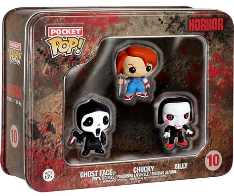 Funko Horror Pocket POP Horror Chucky, Ghost Face, Billy Vinyl Mini Figure Tin 3-Pack 10 - ToyWiz