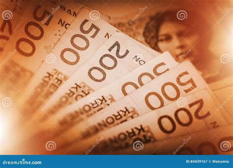 Norwegian Krone Notes Bundles Stack Stock Image