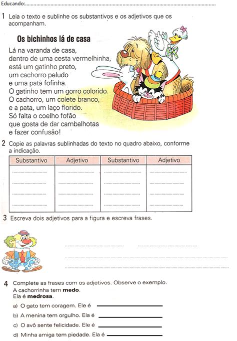 Atividades Adjetivo 3 Ano LIBRAIN