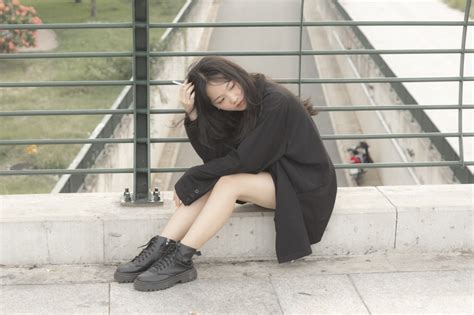 K Asian Brunette Girl Sitting Suit Jacket Legs Boots HD Wallpaper Rare Gallery