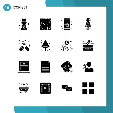 Editable Vector Line Pack Of 16 Simple Solid Glyphs Of Capsule Racing