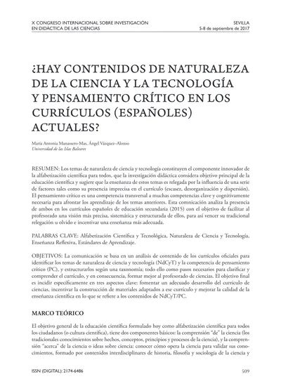 HAY CONTENIDOS DE NATURALEZA DE LA CIENCIA Y LA TECNOLOGÍA Y