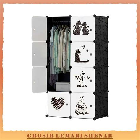 Jual Shenar Lemari Pakaian Plastik Rak Susun Baju Anak Portable Lemari