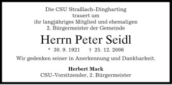 Traueranzeigen Von Peter Seidl Trauer Merkur De