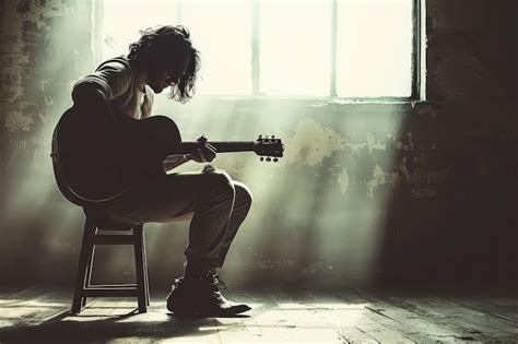 Premium Photo | An artistic portrait of a musician with a guitar head ...