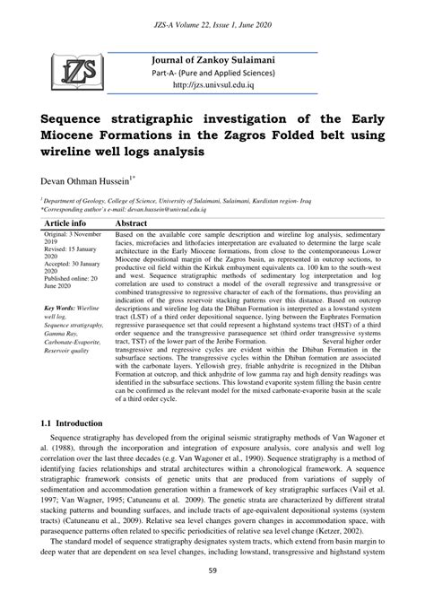 Pdf Sequence Stratigraphic Investigation Of The Early Miocene