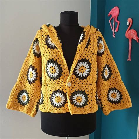 Granny Square Cardigan Hand Knit Cardigan Afghan Coat Etsy