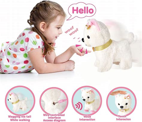 Electronic Walking Plush Dog Toy With Remote Control Leash Realistic