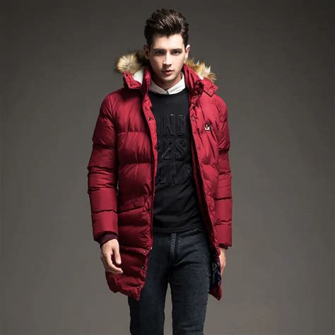 Mens Winter Parka With Fur Hood Man Long Down Jackets And Coats Thick