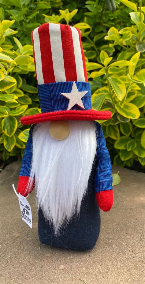 Uncle Sam Gnome Handmade Gnome Patriotic Red White Blue Etsy Uk