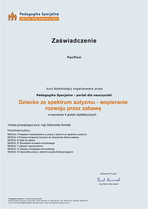 Certyfikaty Tlo Az Pedagogika Specjalna Portal Dla Nauczycieli