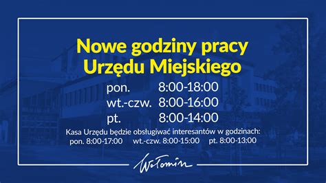 Zmiana godzin pracy urzędu Gmina Wołomin