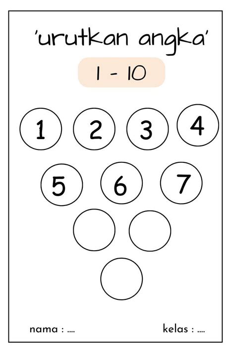 Mengurutkan Angka 1 10 Worksheet