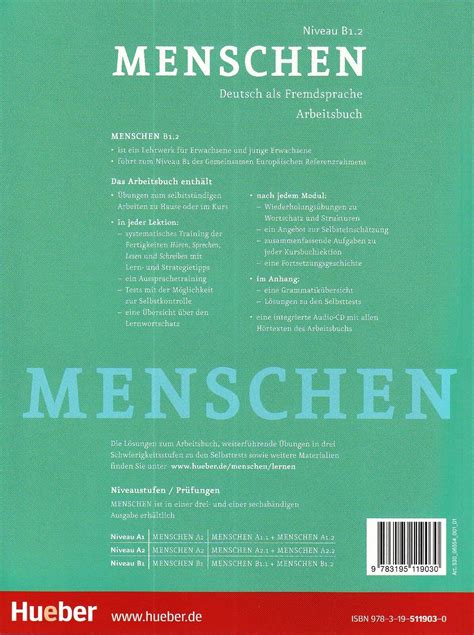 Hueber Menschen B Deutsch Als Fremdsprache Arbeitsbuch Mit Audio Cd