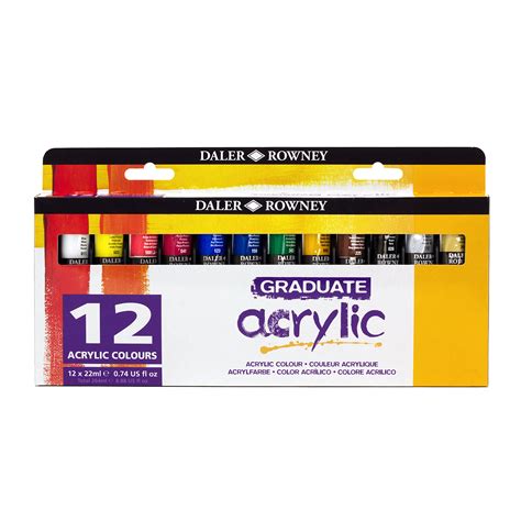 Amazon Daler Rowney Graduate Acrylic Paint Set 12 Tube Assorted