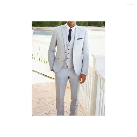 Mens Suits 2023 Latest Notch Lapel Design Men'S Light Grey Custom Made ...