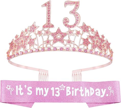 Ebe Emmasbyemma 13th Birthday Sash And Tiara For Girls Fabulous Set Glitter Sash