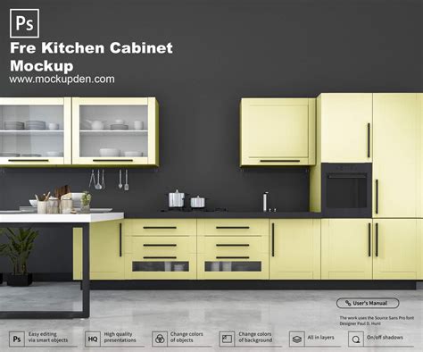 Free Kitchen Cabinet Mockup PSD Template Mockup Den