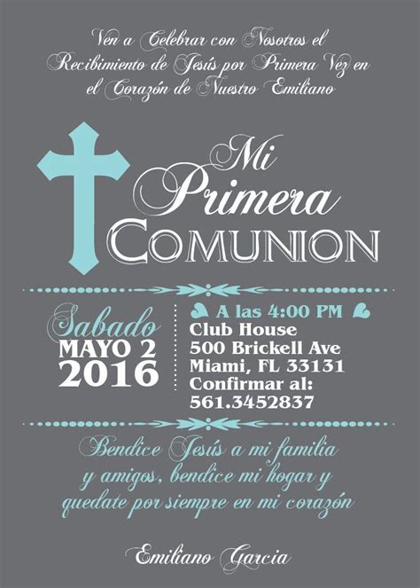 First Communion Invitation Invitacion De Primera Comunion Etsy