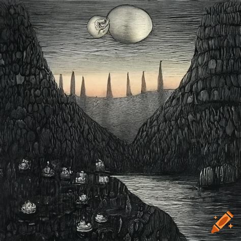 A Surreal Landscape Illustration By Edward Gorey