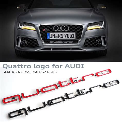 3D Quattro Emblem Logo Sign Car Front Bumper Lower Grills Trim RS