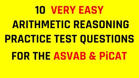 Easy Arithmetic Reasoning Practice Test Questions For The Asvab