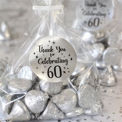 60th Happy Birthday Party Favors Black And Silver 60th Thank Etsy